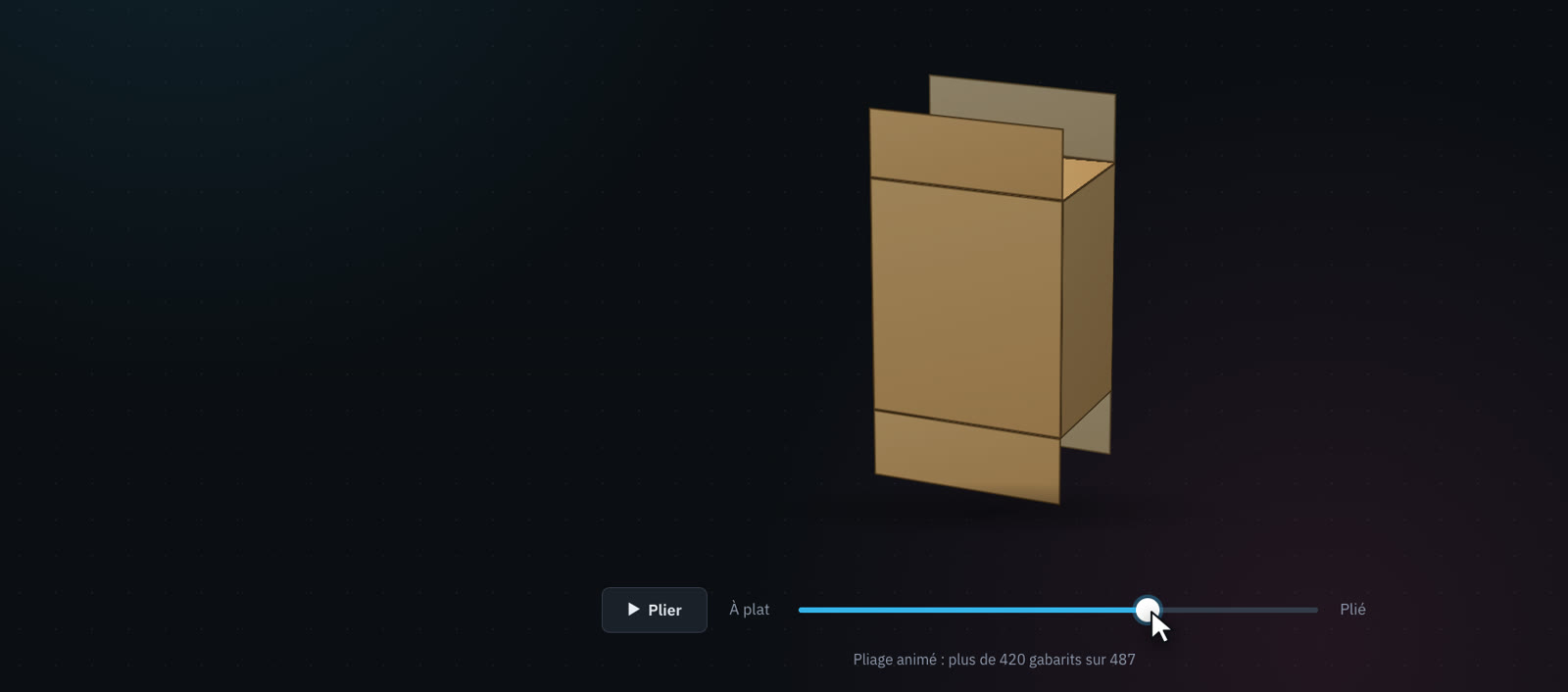 Étui plié en 3D avec curseur de pliage